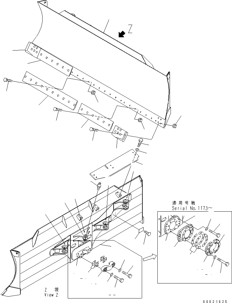 Схема запчастей Komatsu D61E-12 - ОТВАЛ (ШИР. ОТВАЛ) (ПОВОРОТН. ОТВАЛ С ИЗМ. УГЛОМ DOZER)(№-8) РАБОЧЕЕ ОБОРУДОВАНИЕ