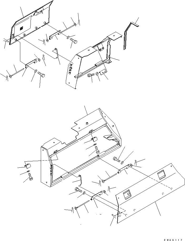 Схема запчастей Komatsu D61E-12 - КРЫШКА КРЫЛА (АККУМУЛЯТОР И FILER COVER) (ДЛЯ КОНДИЦ.DTIONER) ЧАСТИ КОРПУСА