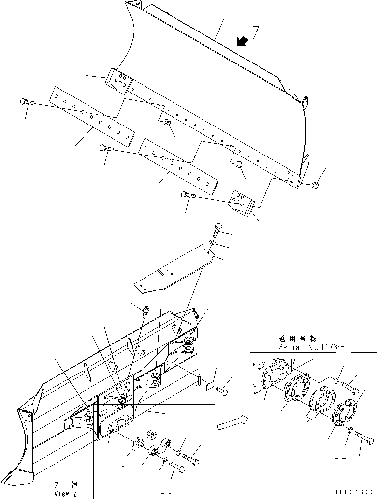 Схема запчастей Komatsu D61E-12 - ОТВАЛ (ПОВОРОТН. ОТВАЛ С ИЗМ. УГЛОМ DOZER)(№-8) РАБОЧЕЕ ОБОРУДОВАНИЕ