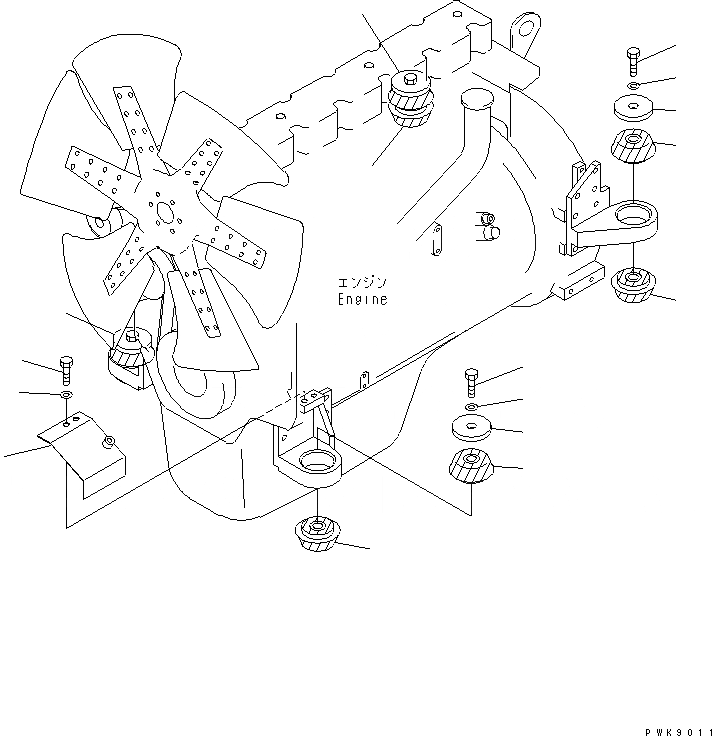 Схема запчастей Komatsu D61EX-12A-W - КРЕПЛЕНИЕ ДВИГАТЕЛЯ КОМПОНЕНТЫ ДВИГАТЕЛЯ