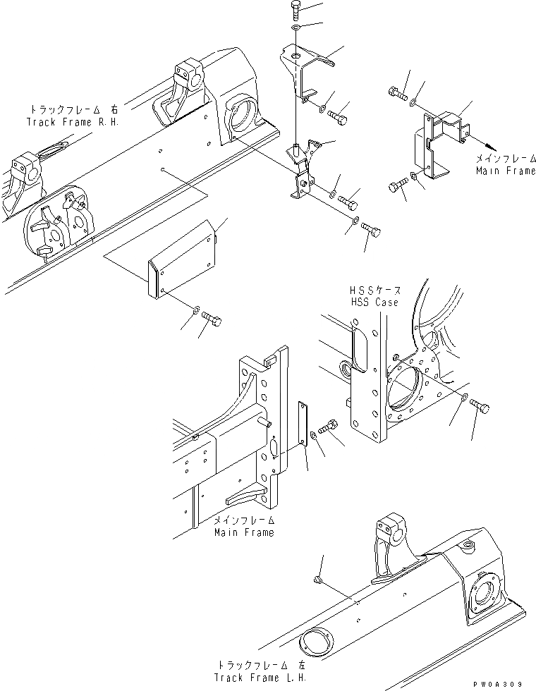 Схема запчастей Komatsu D61EX-12A-W - ЛИНИЯ ПЕРЕКОСА (COVER) (ДЛЯ ПОЛУ-U) ГИДРАВЛИКА