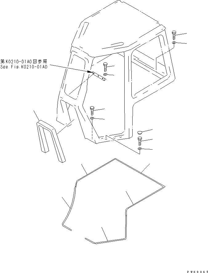 Схема запчастей Komatsu D61EX-12A-W - КАБИНА (КРЕПЛЕНИЕ БОЛТ И УПЛОТНЕНИЕ) КАБИНА ОПЕРАТОРА И СИСТЕМА УПРАВЛЕНИЯ