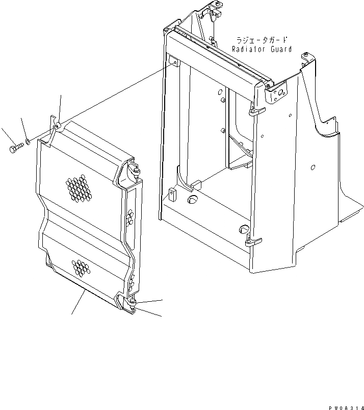 Схема запчастей Komatsu D61EX-12A-W - ЗАСЛОНКА РАДИАТОРА (ПЕРФОРИРОВАНН.¤ ДВОЙН.) ЧАСТИ КОРПУСА