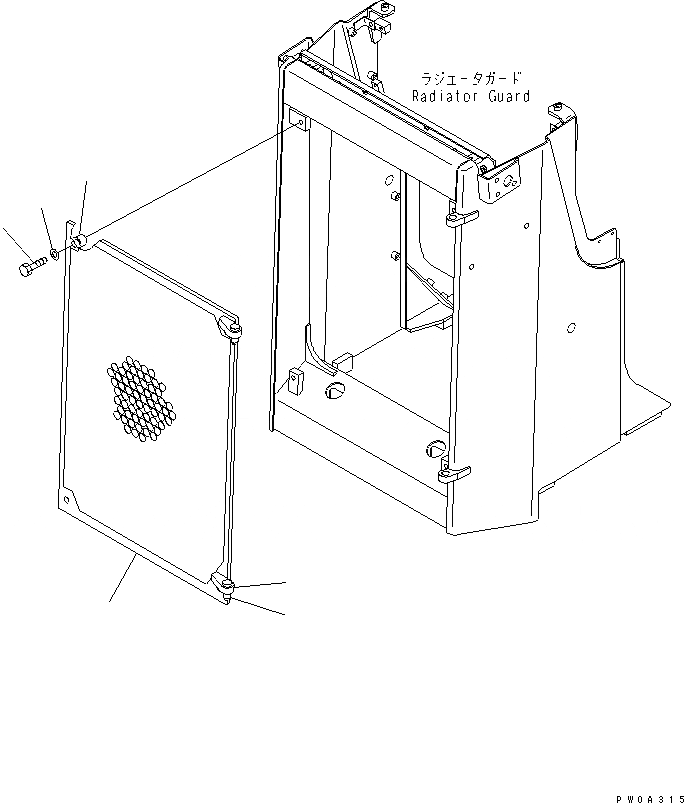 Схема запчастей Komatsu D61EX-12A-W - ЗАСЛОНКА РАДИАТОРА (ПЕРФОРИРОВАНН.) ЧАСТИ КОРПУСА