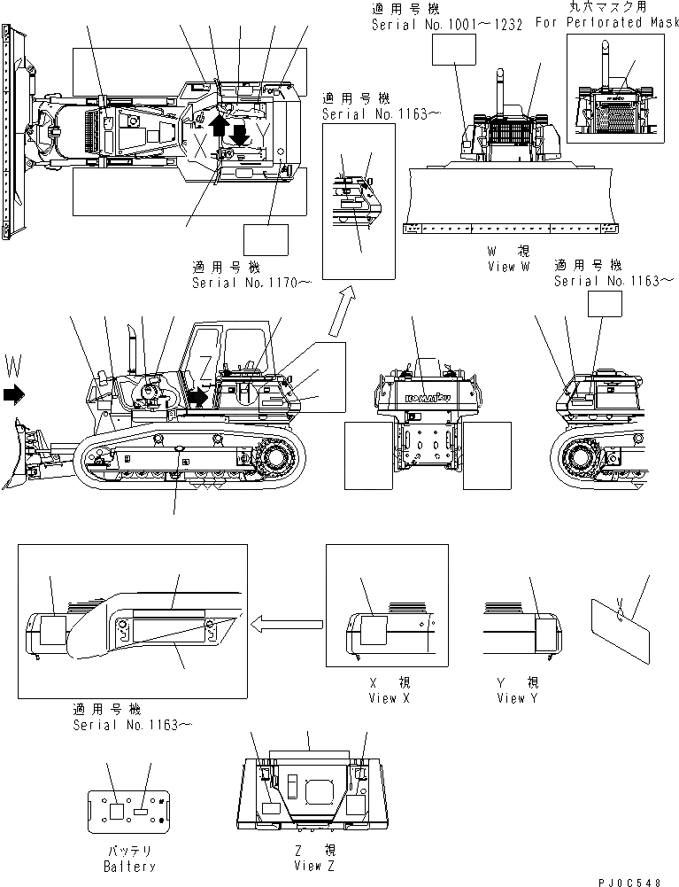 Схема запчастей Komatsu D61EX-12 - МАРКИРОВКА (АНГЛ.) (ДЛЯ США) (DEX) МАРКИРОВКА