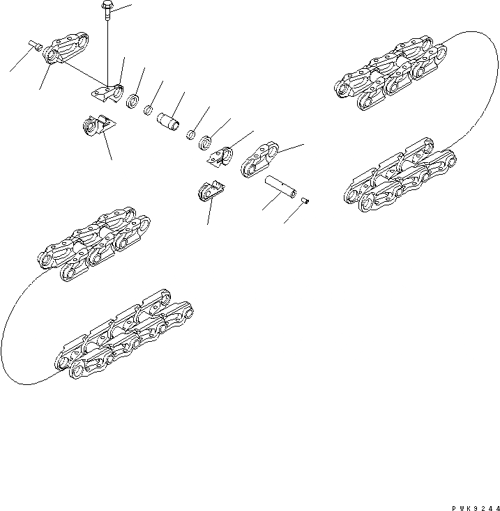 Схема запчастей Komatsu D61PX-12A-W - ГУСЕН. ЦЕПЬ (9 SET) (СМАЗЫВ. ТИПА) (ДЛЯ БОЛОТН.) (ПОДАЮЩ.  ЧАСТИ) ОСНОВН. КОМПОНЕНТЫ И РЕМКОМПЛЕКТЫ