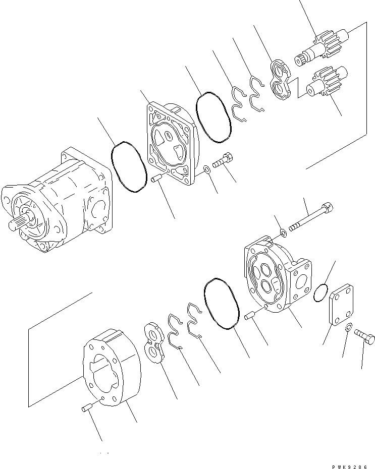 Схема запчастей Komatsu D61PX-12A-W - ГИДР. НАСОС. (СИЛОВАЯ ЛИНИЯ) (/)(№-) ОСНОВН. КОМПОНЕНТЫ И РЕМКОМПЛЕКТЫ