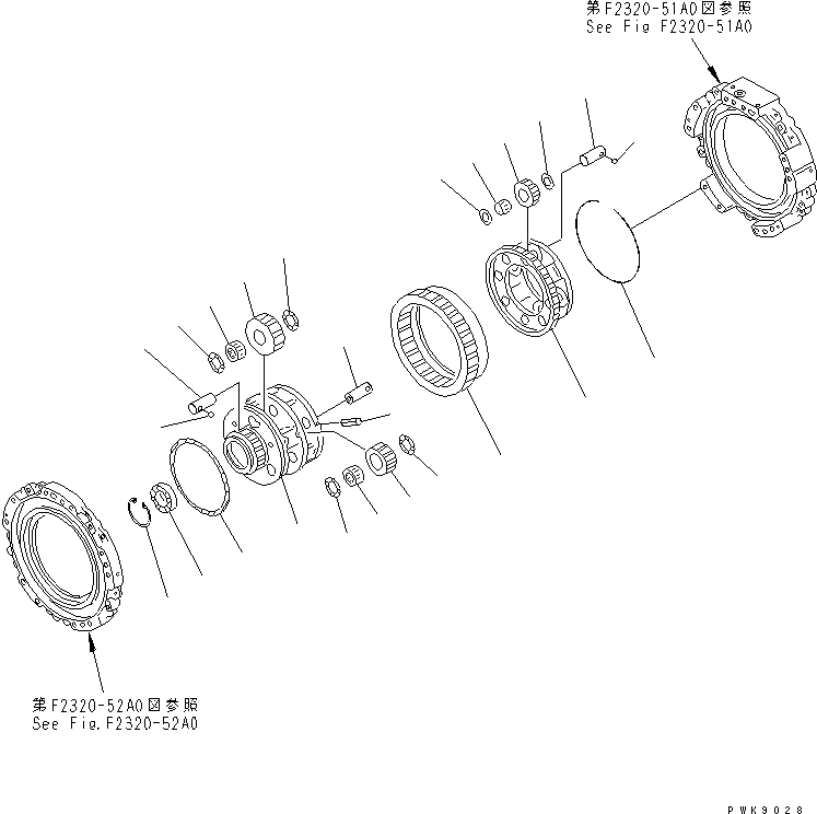 Схема запчастей Komatsu D61PX-12 - ТРАНСМИССИЯ (1¤2 И 3 PLANETARY ПРИВОД) СИЛОВАЯ ПЕРЕДАЧА И КОНЕЧНАЯ ПЕРЕДАЧА