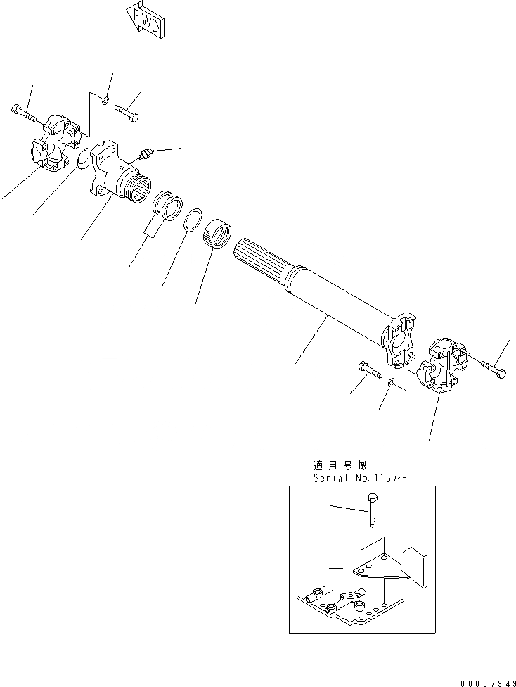 Схема запчастей Komatsu D61PX-12 - ЗАДН. МЕХ-М ОТБОРА МОЩН-ТИ ВАЛ (ТЯГОВ. ЛЕБЕДКА) РАБОЧЕЕ ОБОРУДОВАНИЕ