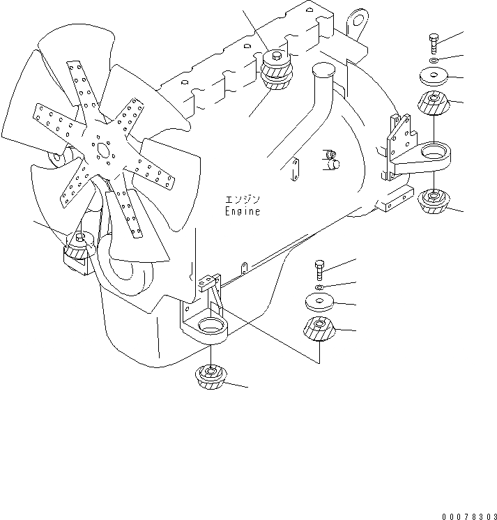 Схема запчастей Komatsu D63E-12 - КРЕПЛЕНИЕ ДВИГАТЕЛЯ КОМПОНЕНТЫ ДВИГАТЕЛЯ
