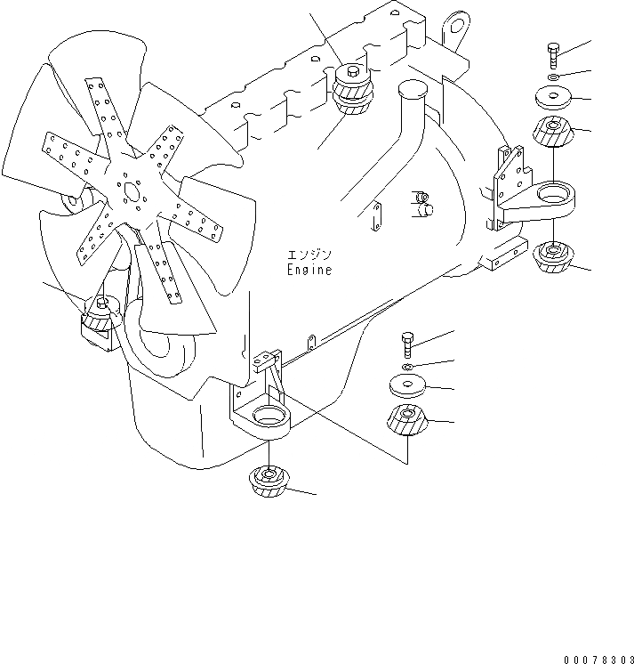 Схема запчастей Komatsu D63E-12 - КРЕПЛЕНИЕ ДВИГАТЕЛЯ КОМПОНЕНТЫ ДВИГАТЕЛЯ