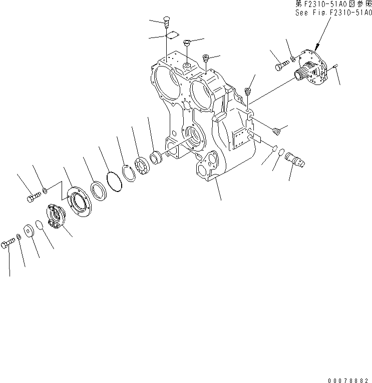 Схема запчастей Komatsu D63E-12 - ГИДРОТРАНСФОРМАТОР (КОРПУС) СИЛОВАЯ ПЕРЕДАЧА И КОНЕЧНАЯ ПЕРЕДАЧА