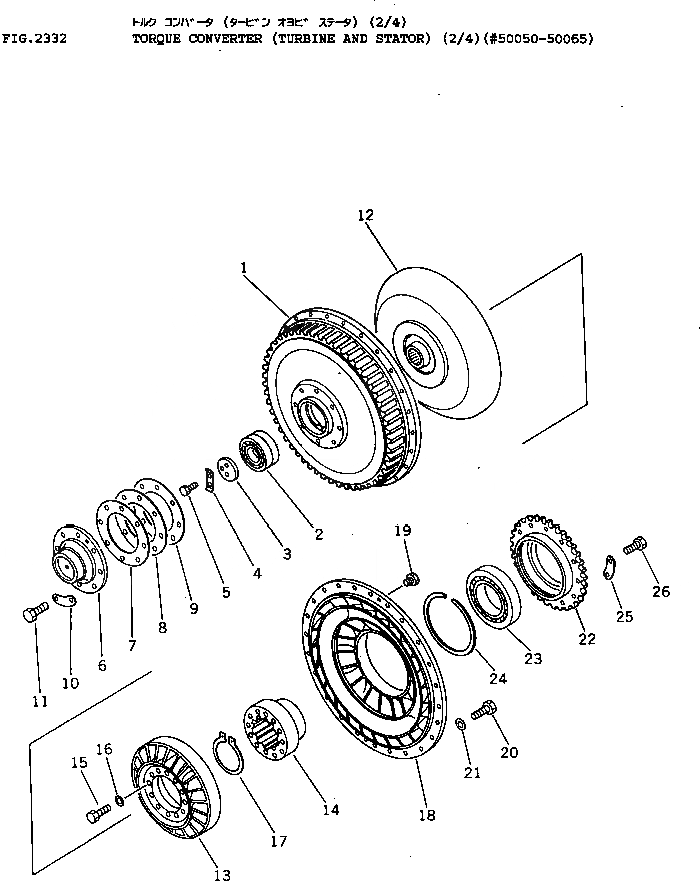 Схема запчастей Komatsu D65A-11D - ГИДРОТРАНСФОРМАТОР (TURBINE И STATOR) (/)(№-) ОСНОВН. МУФТА¤ ГТР CONVERTOR¤ T/M¤ РУЛЕВ. УПРАВЛЕНИЕ И КОНЕЧНАЯ ПЕРЕДАЧА