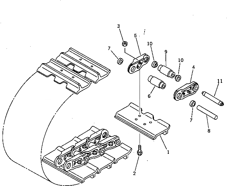 Схема запчастей Komatsu D65A-11D - ГУСЕНИЦЫ (СО СЦЕПНЫМ ПАЛЬЦЕМ) (ОДИНОЧН. ГРУНТОЗАЦЕП)(№-8) ГУСЕНИЦЫ