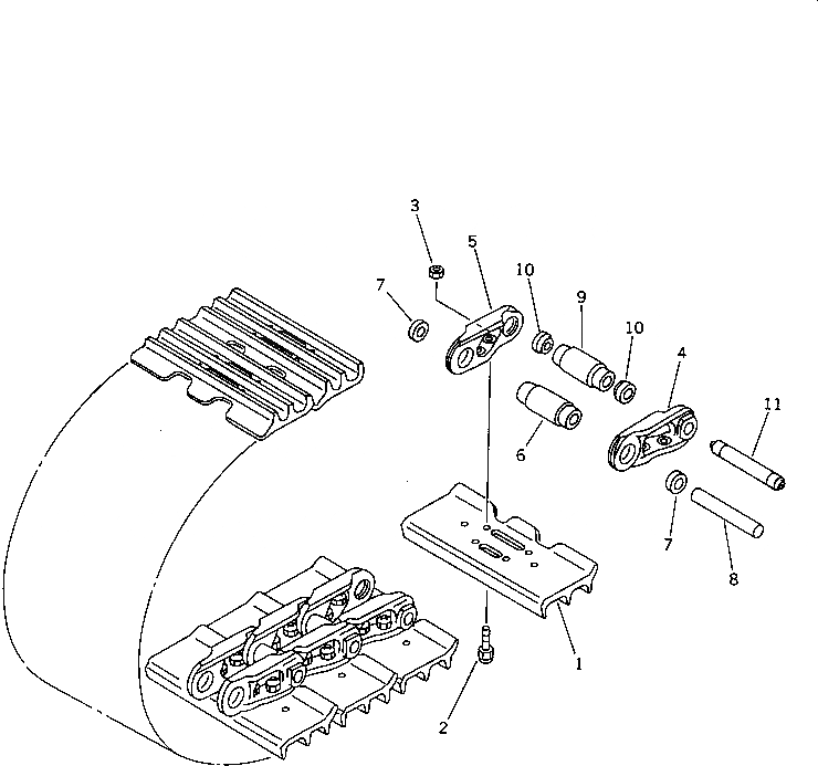 Схема запчастей Komatsu D65A-11 - ГУСЕНИЦЫ (СО СЦЕПНЫМ ПАЛЬЦЕМ) (ТРОЙНОЙ ГРУНТОЗАЦЕП. С ОТВЕРСТИЯМИ)(№-8) ГУСЕНИЦЫ