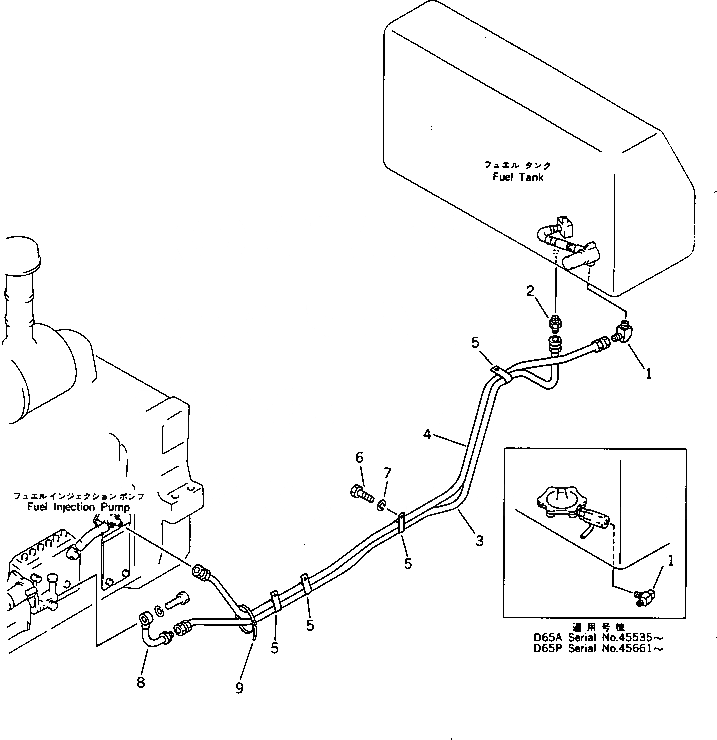 Схема запчастей Komatsu D65A-8 - ТОПЛИВН. БАК. ТРУБЫ КОМПОНЕНТЫ ДВИГАТЕЛЯ И ЭЛЕКТРИКА