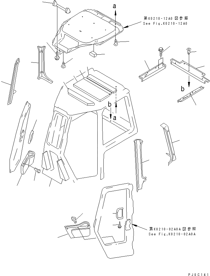 Схема запчастей Komatsu D65E-12 - КАБИНА (КРЫША ABSORBER И ОТДЕЛКА)(№-) КАБИНА ОПЕРАТОРА И СИСТЕМА УПРАВЛЕНИЯ