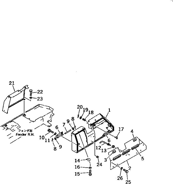 Схема запчастей Komatsu D65E-12 - КРЫЛО (КОРПУС COVER) (С ROPS SWEEP ИЛИ ИНДОНЕЗ.) ЧАСТИ КОРПУСА