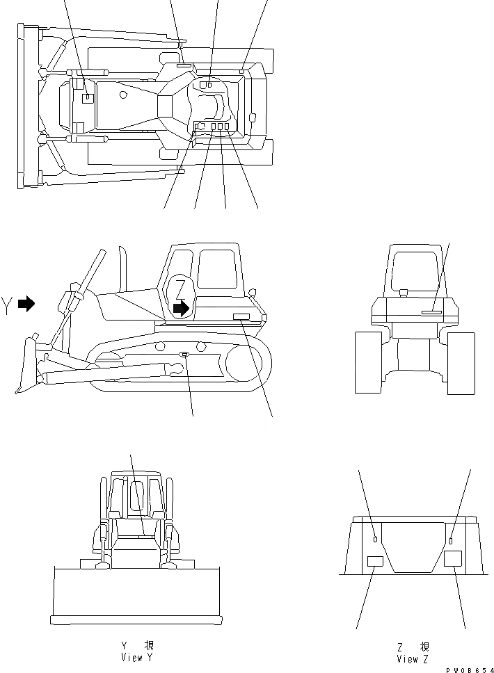 Схема запчастей Komatsu D65E-12 - МАРКИРОВКА (АНГЛ.) (DE)(№9-9) МАРКИРОВКА