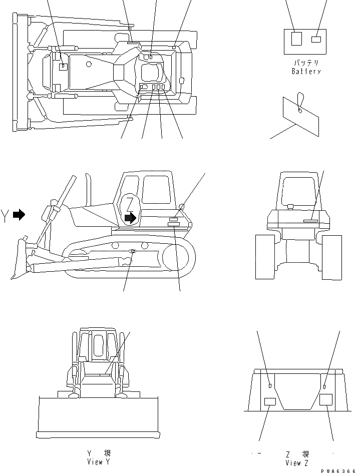 Схема запчастей Komatsu D65E-12 - МАРКИРОВКА (АНГЛ.) (СЕВ. АМЕРИКА) (EXCEPT U.S.A.) (DE)(№9-) МАРКИРОВКА