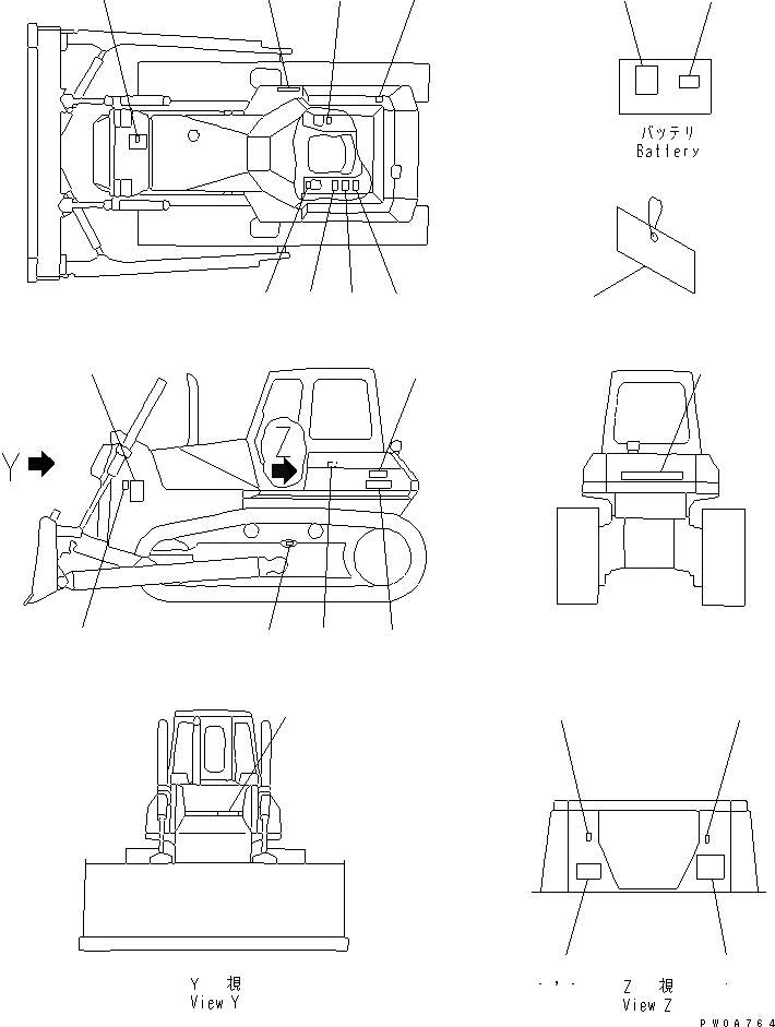 Схема запчастей Komatsu D65E-12 - МАРКИРОВКА (АНГЛ.) (СЕВ. АМЕРИКА) (EXCEPT U.S.A.) (DE)(№9-) МАРКИРОВКА