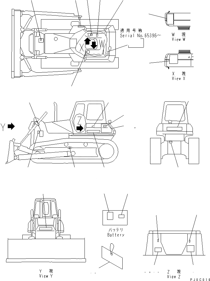 Схема запчастей Komatsu D65E-12 - МАРКИРОВКА (АНГЛ.) (СЕВ. АМЕРИКА) (EXCEPT U.S.A.) (DE)(№-) МАРКИРОВКА