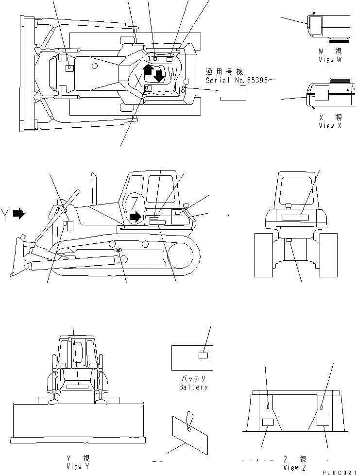 Схема запчастей Komatsu D65E-12 - МАРКИРОВКА (ИСПАНИЯ) (ДЛЯ США) (DE)(№-) МАРКИРОВКА