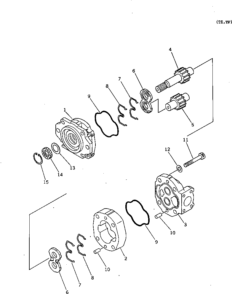 Схема запчастей Komatsu D65E-12 - ГИДР. НАСОС. ОСНОВН. КОМПОНЕНТЫ И РЕМКОМПЛЕКТЫ