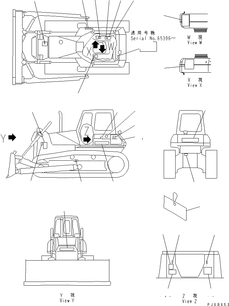 Схема запчастей Komatsu D65E-12-E - МАРКИРОВКА (ЯПОН.) (DE)(№-) МАРКИРОВКА