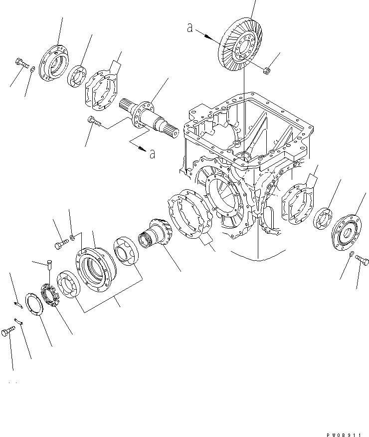 Схема запчастей Komatsu D65E-12 - МУФТА И ТОРМОЗ. (КОНИЧЕСКАЯ ПЕРЕДАЧА С ВАЛОМ)(№-) СИЛОВАЯ ПЕРЕДАЧА И КОНЕЧНАЯ ПЕРЕДАЧА