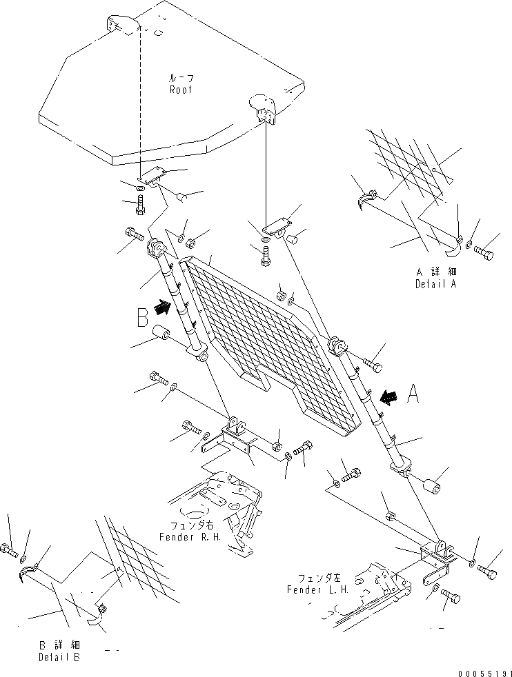 Схема запчастей Komatsu D65E-12 - ROPS SWEEP (ЗАДН. ЧАСТИ КОРПУСА)(№9-) КАБИНА ОПЕРАТОРА И СИСТЕМА УПРАВЛЕНИЯ