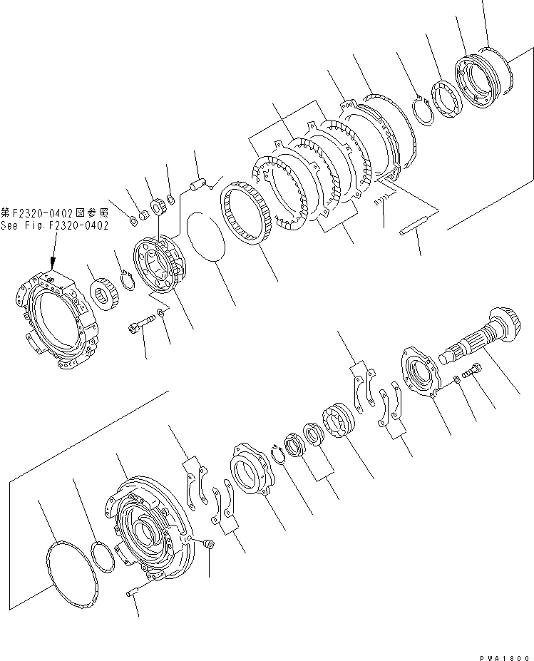 Схема запчастей Komatsu D65E-12 - ТРАНСМИССИЯ (1 МУФТА) СИЛОВАЯ ПЕРЕДАЧА И КОНЕЧНАЯ ПЕРЕДАЧА