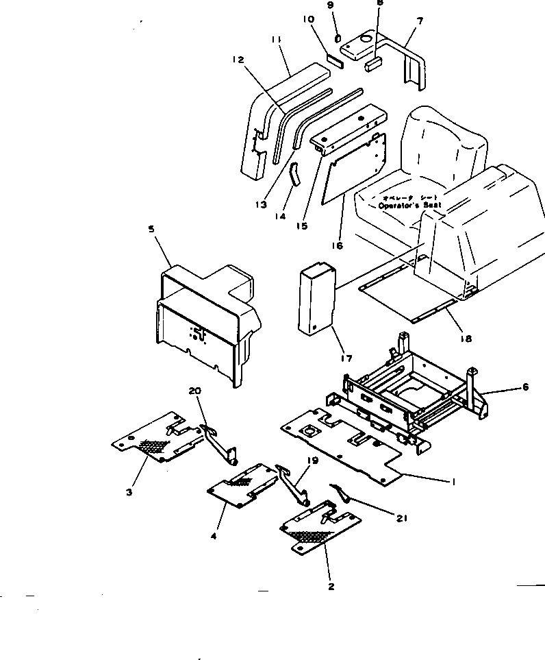 Схема запчастей Komatsu D65E-6 - ПОЛ СИДЕНЬЕ (MODIFIED ЧАСТИ)(№8-) ОПЦИОННЫЕ КОМПОНЕНТЫ