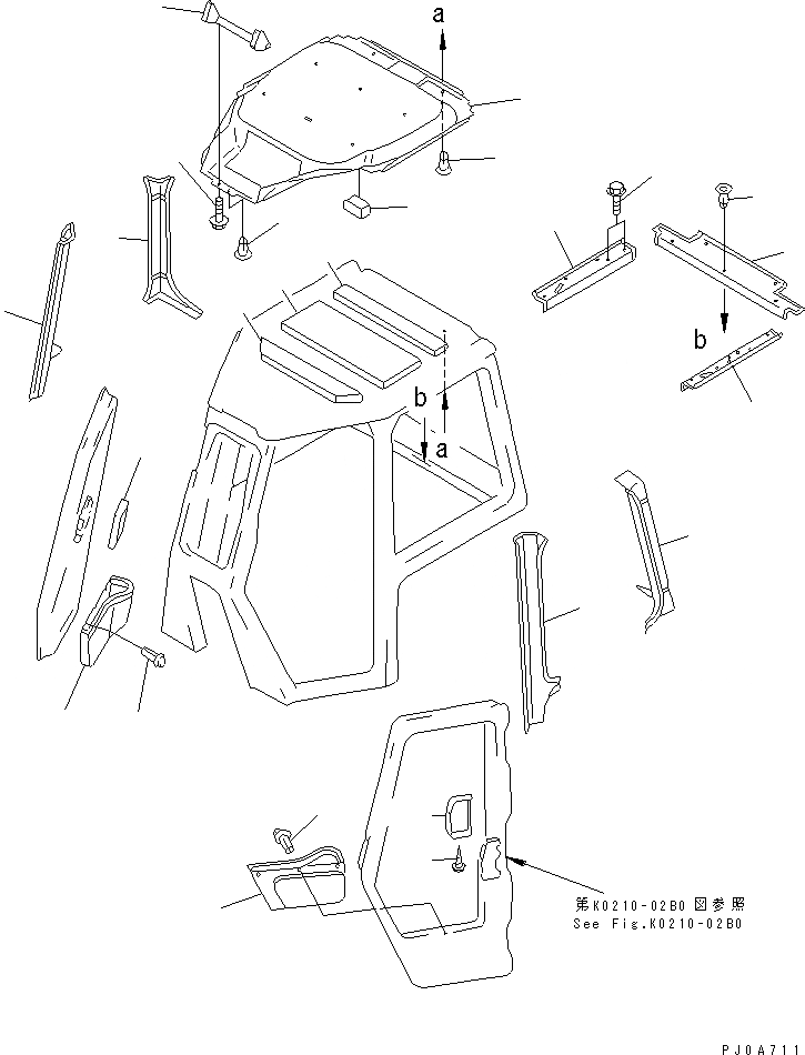 Схема запчастей Komatsu D65EX-12 - КАБИНА (ОБЛИЦОВКА ПОТОЛКА) (СЕВ. АМЕРИКА СПЕЦ-Я.)(№-) КАБИНА ОПЕРАТОРА И СИСТЕМА УПРАВЛЕНИЯ