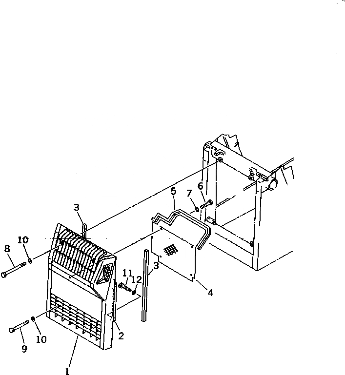 Схема запчастей Komatsu D65EX-12 - ЗАСЛОНКА РАДИАТОРА ЧАСТИ КОРПУСА