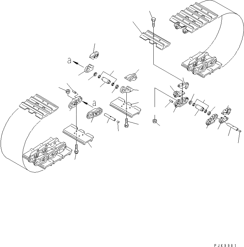 Схема запчастей Komatsu D65EX-12 - ГУСЕНИЦЫ (СМАЗЫВ. ТИПА) (ОДИНОЧН. ГРУНТОЗАЦЕП) (MM ШИР.)(№-89) ХОДОВАЯ