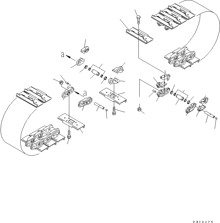 Схема запчастей Komatsu D65EX-12 - ГУСЕНИЦЫ (СМАЗЫВ. ТИПА) (SNOW ТИП) (MM ШИР.)(№-89) ХОДОВАЯ