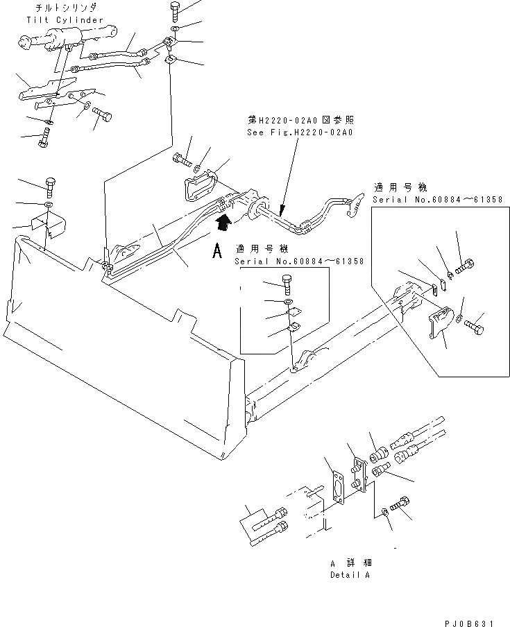 Схема запчастей Komatsu D65EX-12 - ЛИНИЯ ОТВАЛА С ПЕРЕКОСОМ (M)(№9-) РАБОЧЕЕ ОБОРУДОВАНИЕ