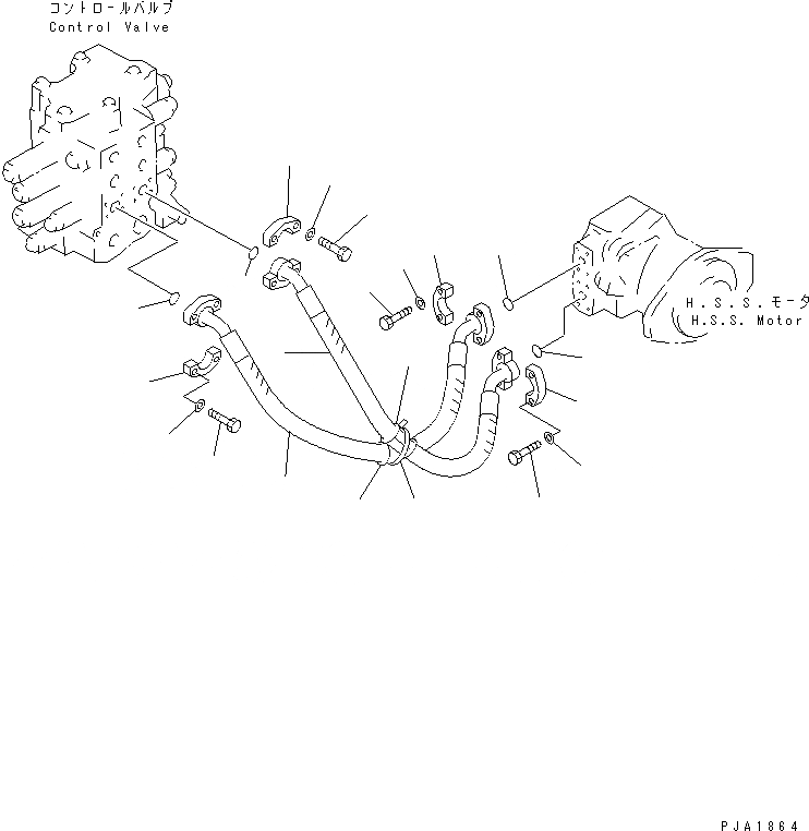 Схема запчастей Komatsu D65EX-12 - ГИДР. НАСОС. ЛИНИЯ (H.S.S. МОТОР ЛИНИЯ) ГИДРАВЛИКА