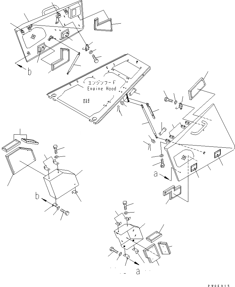 Схема запчастей Komatsu D65EX-12U - БОКОВ. КРЫШКА ДВИГ. (ВЕРХН.) (REGULATION OF EC INCLUSION)(№9-) ЧАСТИ КОРПУСА