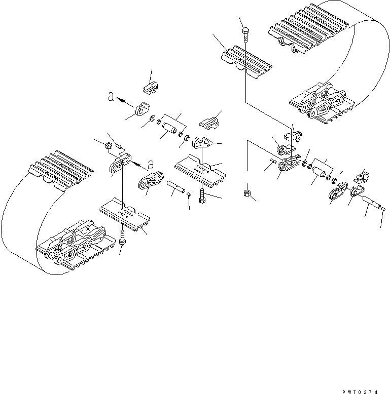 Схема запчастей Komatsu D65EX-15 - ГУСЕНИЦЫ (СМАЗЫВ. ТИПА) (ТРОЙНОЙ ГРУНТОЗАЦЕП. С ОТВЕРСТИЯМИ)(MM WID E)(№7-79) ХОДОВАЯ