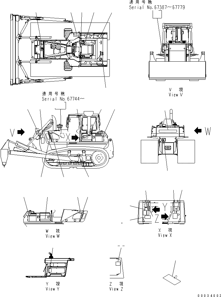 Схема запчастей Komatsu D65EX-15 - МАРКИРОВКА (АНГЛ.) (ДЛЯ TОБОД КОЛЕСАMING DOZER)(№787-) МАРКИРОВКА