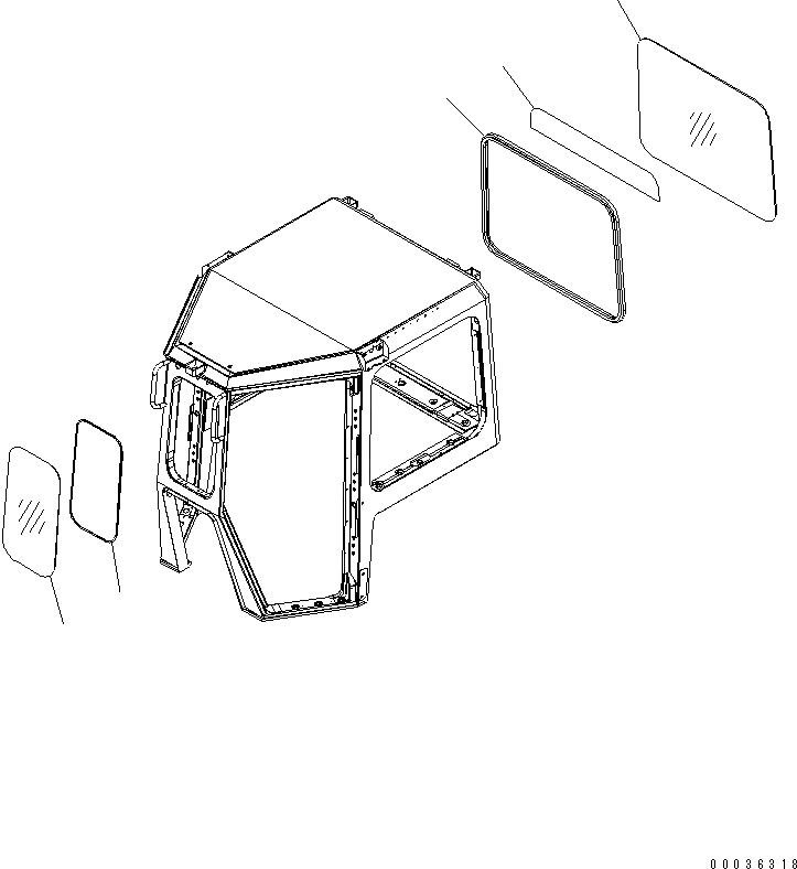 Схема запчастей Komatsu D65EX-15 - КАБИНА (ОКНА) КАБИНА ОПЕРАТОРА И СИСТЕМА УПРАВЛЕНИЯ