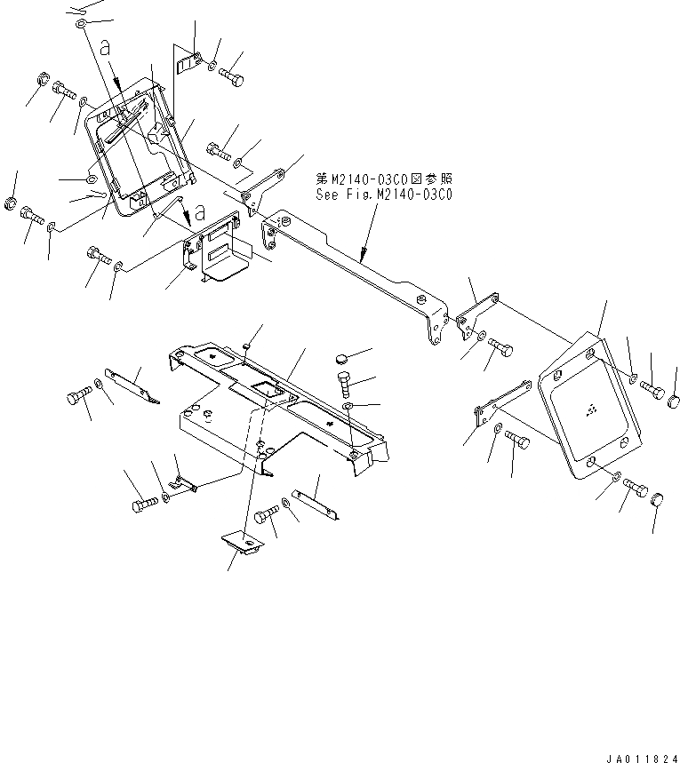 Схема запчастей Komatsu D65EX-15E0 - ФРОНТАЛЬНАЯ ЗАЩИТА (РАДИАТОР COVER) ЧАСТИ КОРПУСА