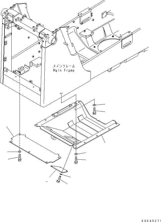 Схема запчастей Komatsu D65EX-15E0 - НИЖН. ЗАЩИТА (HINGE ТИП) ЧАСТИ КОРПУСА