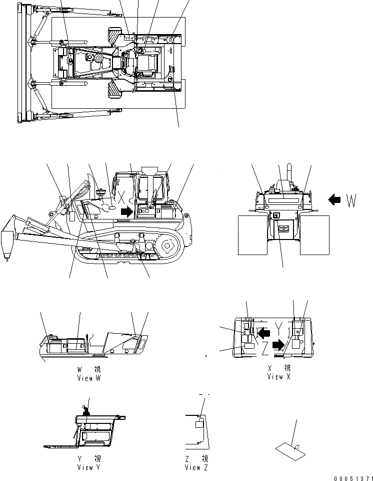 Схема запчастей Komatsu D65EX-15E0 - МАРКИРОВКА (АНГЛ.) (ДЛЯ TОБОД КОЛЕСАMING DOZER) МАРКИРОВКА