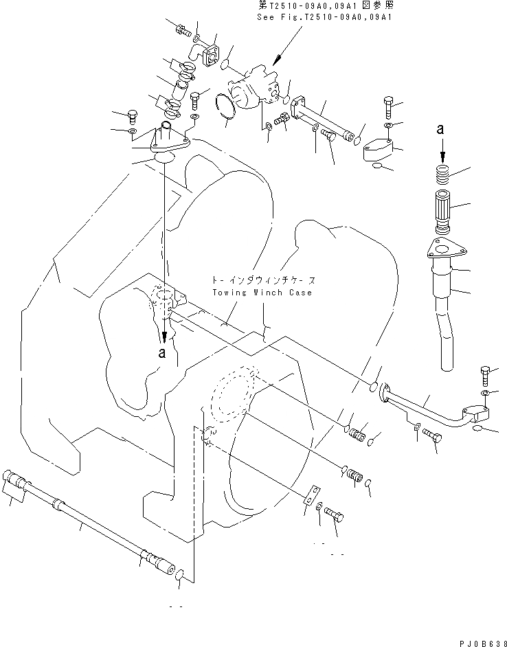 Схема запчастей Komatsu D65P-12 - ТЯГОВ. ЛЕБЕДКА (ТРУБЫ) РАБОЧЕЕ ОБОРУДОВАНИЕ