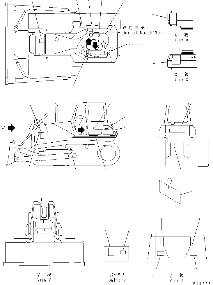 Схема запчастей Komatsu D65P-12 - МАРКИРОВКА (АНГЛ.) (СЕВ. АМЕРИКА) (EXCEPT U.S.A.) (DP)(№-) МАРКИРОВКА