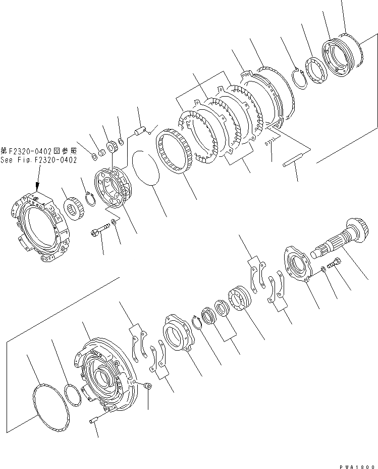 Схема запчастей Komatsu D65P-12 - ТРАНСМИССИЯ (1 МУФТА) СИЛОВАЯ ПЕРЕДАЧА И КОНЕЧНАЯ ПЕРЕДАЧА