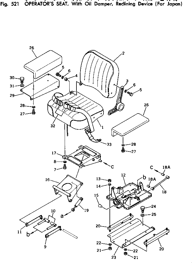 Схема запчастей Komatsu D65P-7 - СИДЕНЬЕ ОПЕРАТОРА С МАСЛ. ДЕМПФЕР¤ С ОТКИДН. СПИНКОЙ DEVICE(ДЛЯ ЯПОН.) ЧАСТИ КОРПУСА